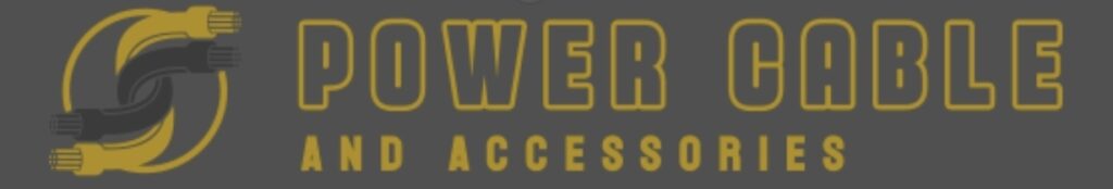 Logo featuring the text 'POWER CABLE AND ACCESSORIES' with a design of intertwined power cables in yellow and black on a gray background.